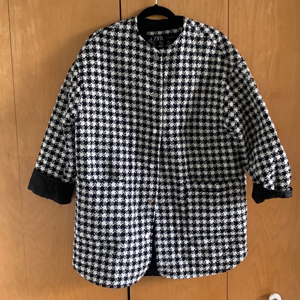 Zara Houndstooth Quilted Jacket.